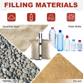 ABCCANOPY flexible weight bag holds sand, rocks, or dirt on varied surfaces.