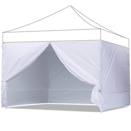 ABCCANOPY side wall 10x10 white front view offers durable shade and privacy
