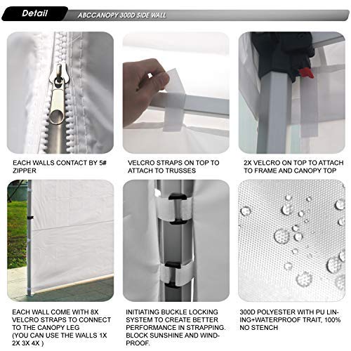 ABCCANOPY side wall privacy enclosure 10x10 white for full or partial shade