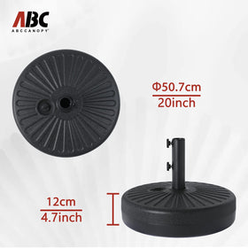 ABCCANOPY base with two hand-turn knobs securing the umbrella.