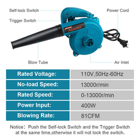 Abeden corded leaf blower shows lightweight design ideal for seniors and kids.