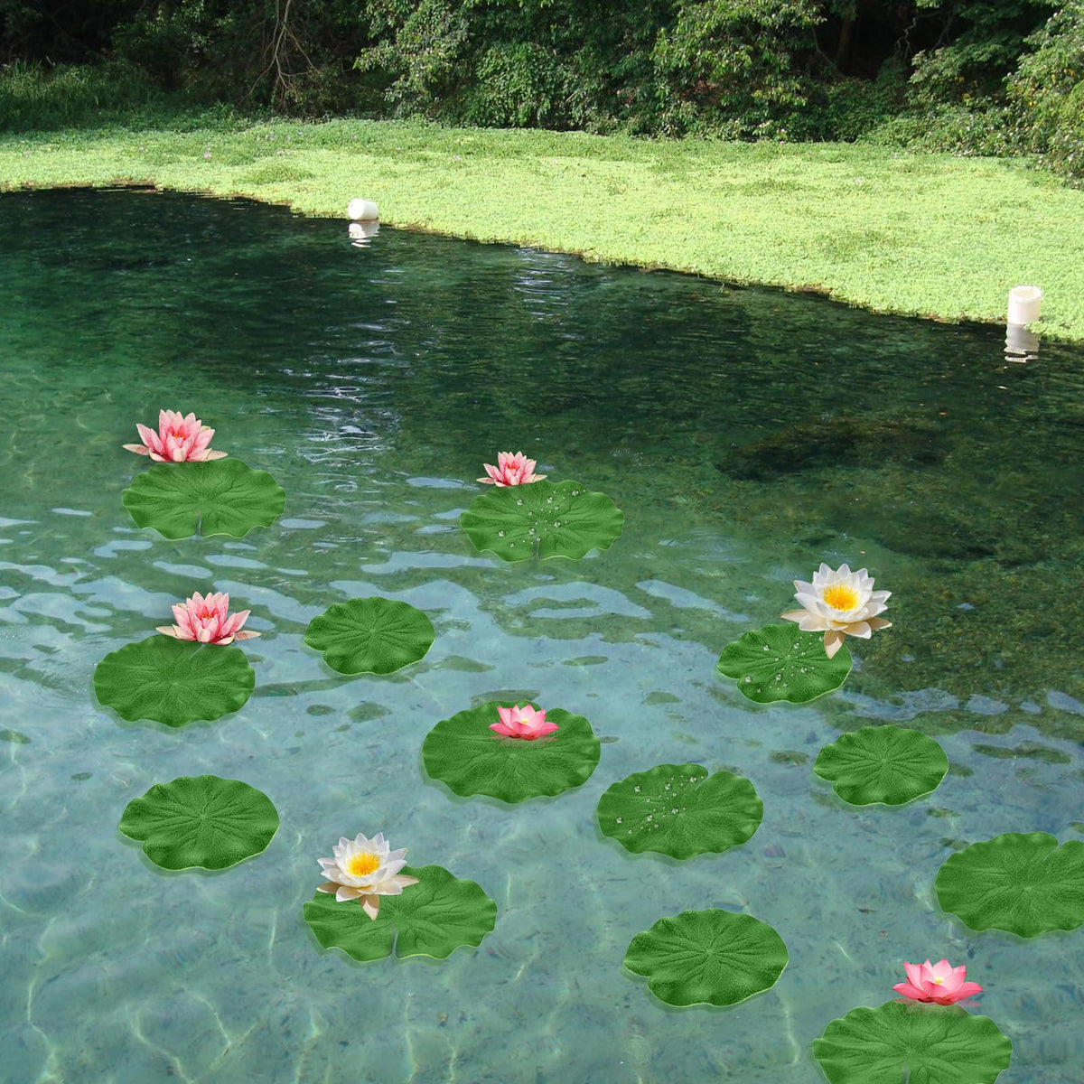 Abeillo small 10cm fake lily pad blends with garden ponds.