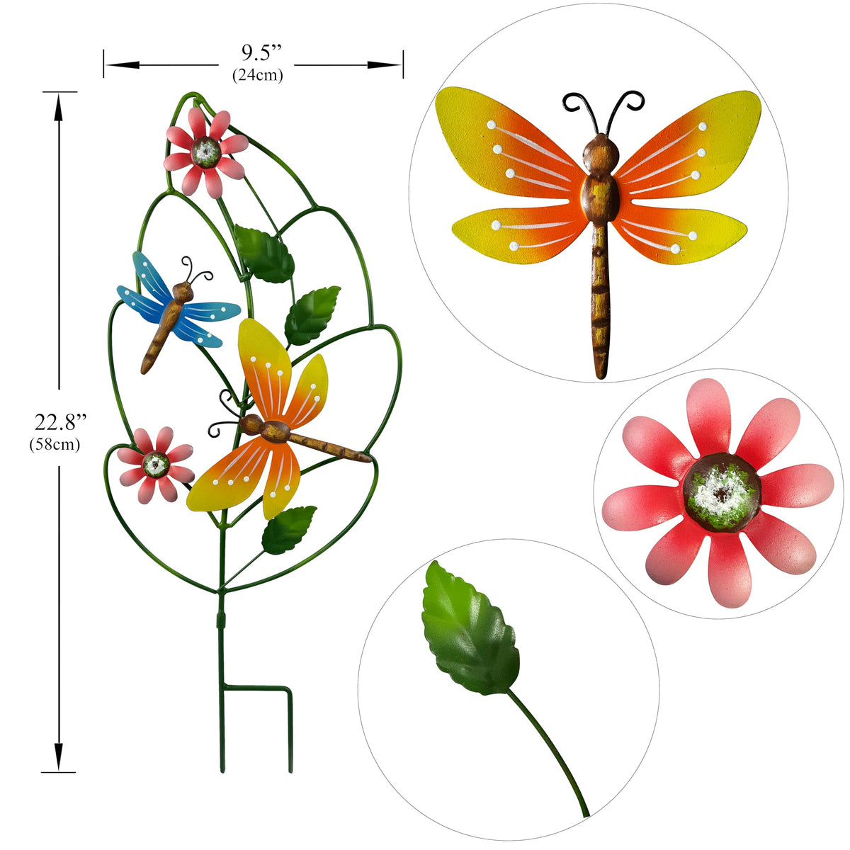 ABELOTS dragonfly garden stake provides whimsical charm along pathways and borders
