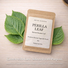ABIDE GARDEN aroma closeup of perilla leaves ready for cooking