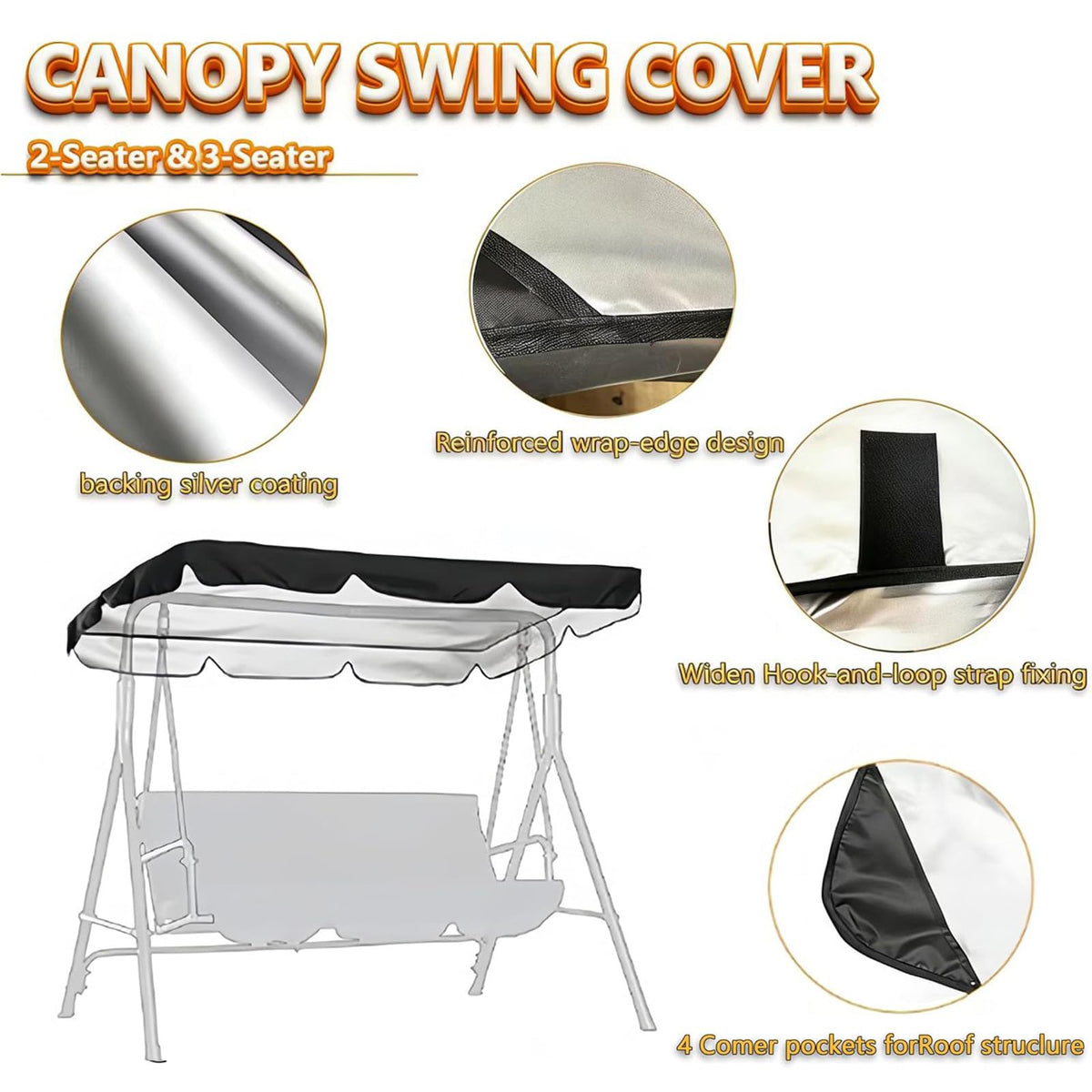 Abiphop patio swing canopy 78x47 top protects garden swing from sun and rain