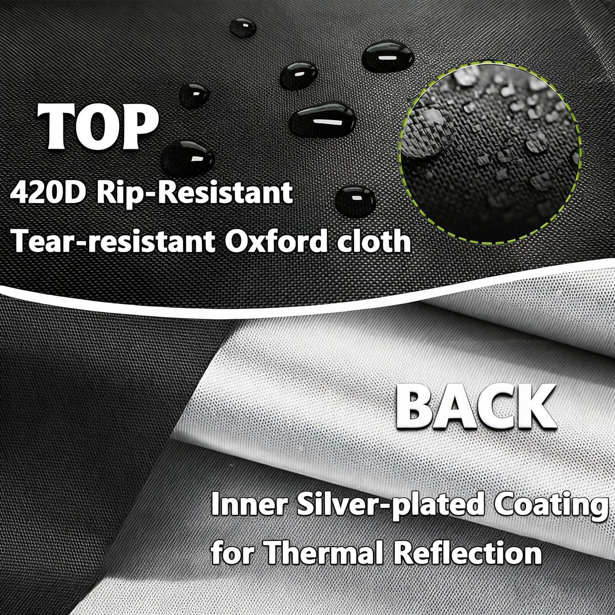 Waterproof finish helps keep the swing area dry during showers