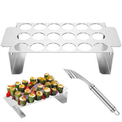 Abizarch jalapeño grill rack front view with 18 holes for even cooking.