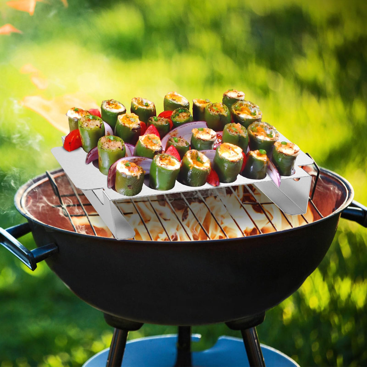 Abizarch jalapeño grill rack top view showing round holes.