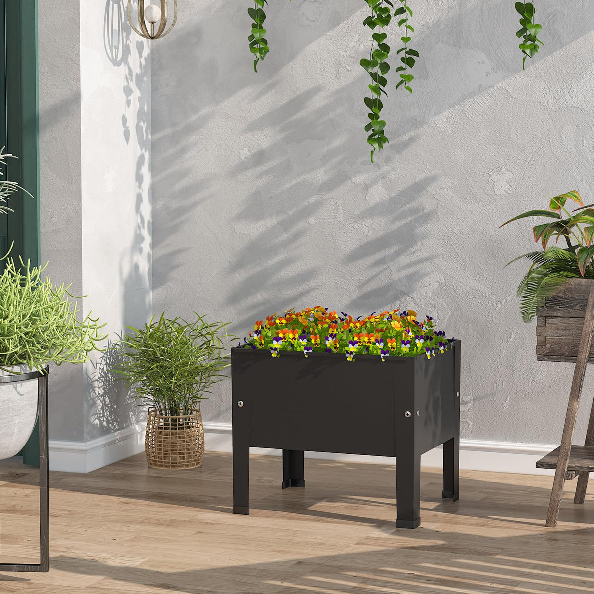 aboxoo galvanized steel planter box with rust-resistant coating for outdoor durability