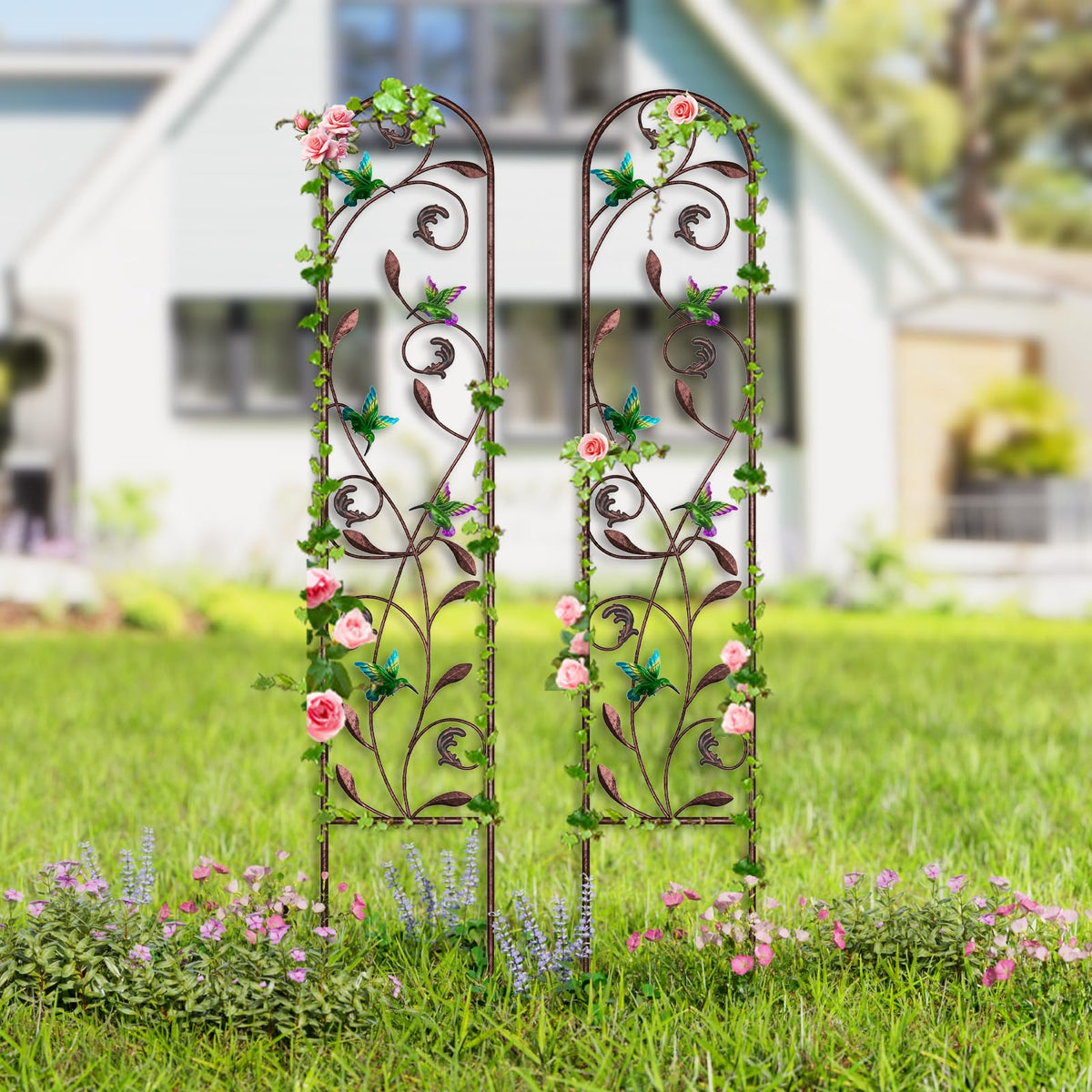 aboxoo 60-inch tall trellis provides garden vertical interest