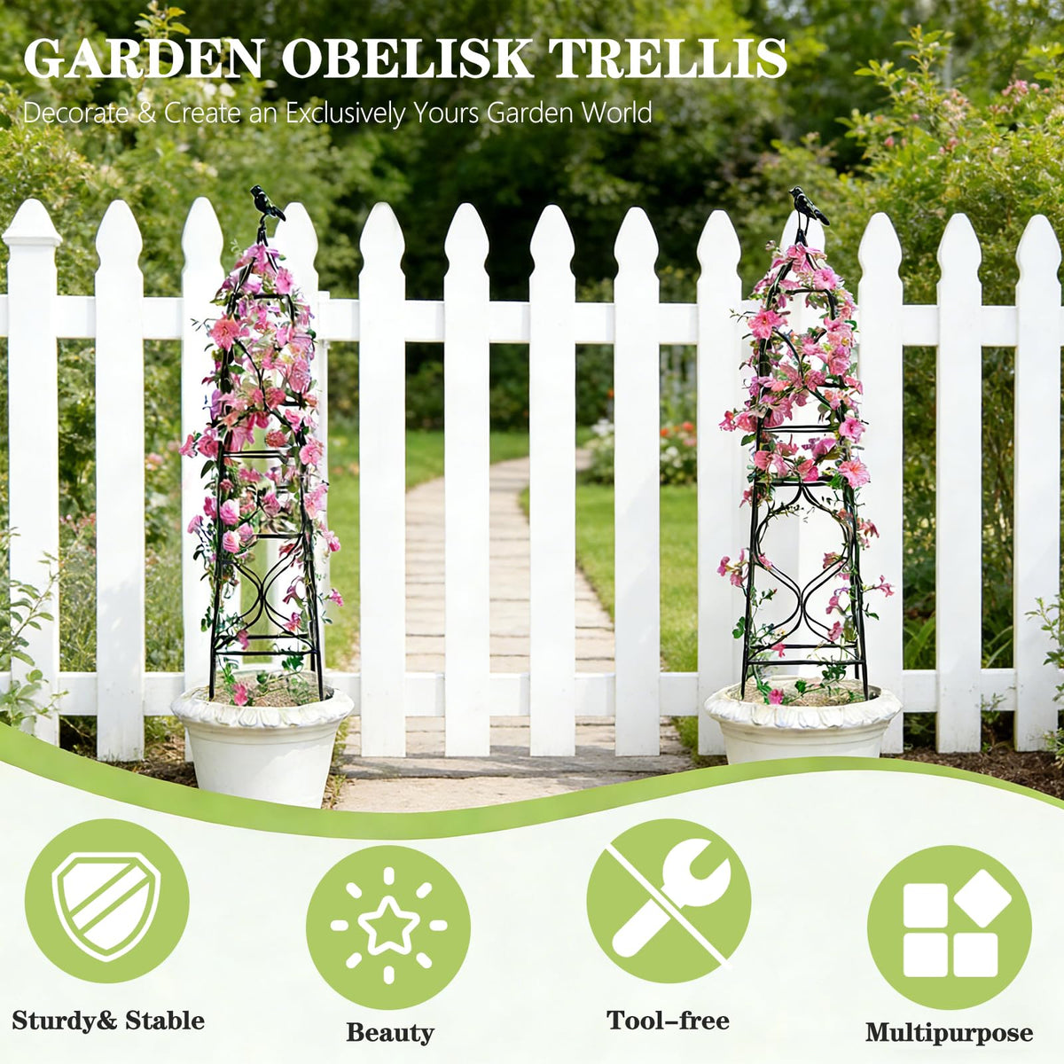 aboxoo grid-design trellis adds visual interest to outdoor spaces