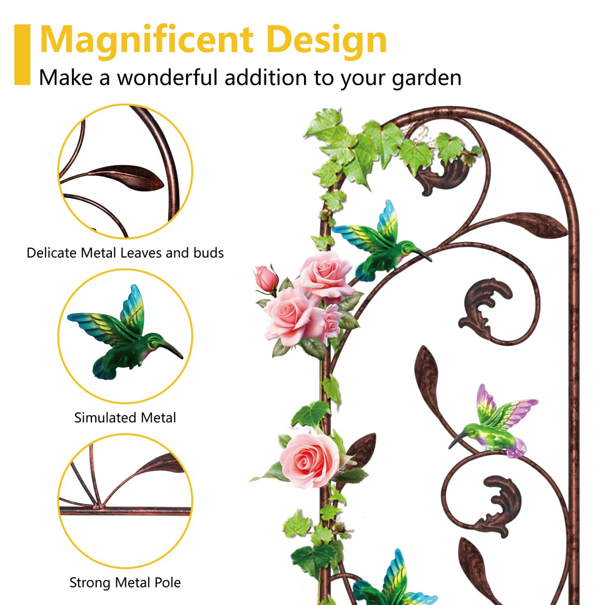 aboxoo metal garden trellis assembly parts shown for easy setup