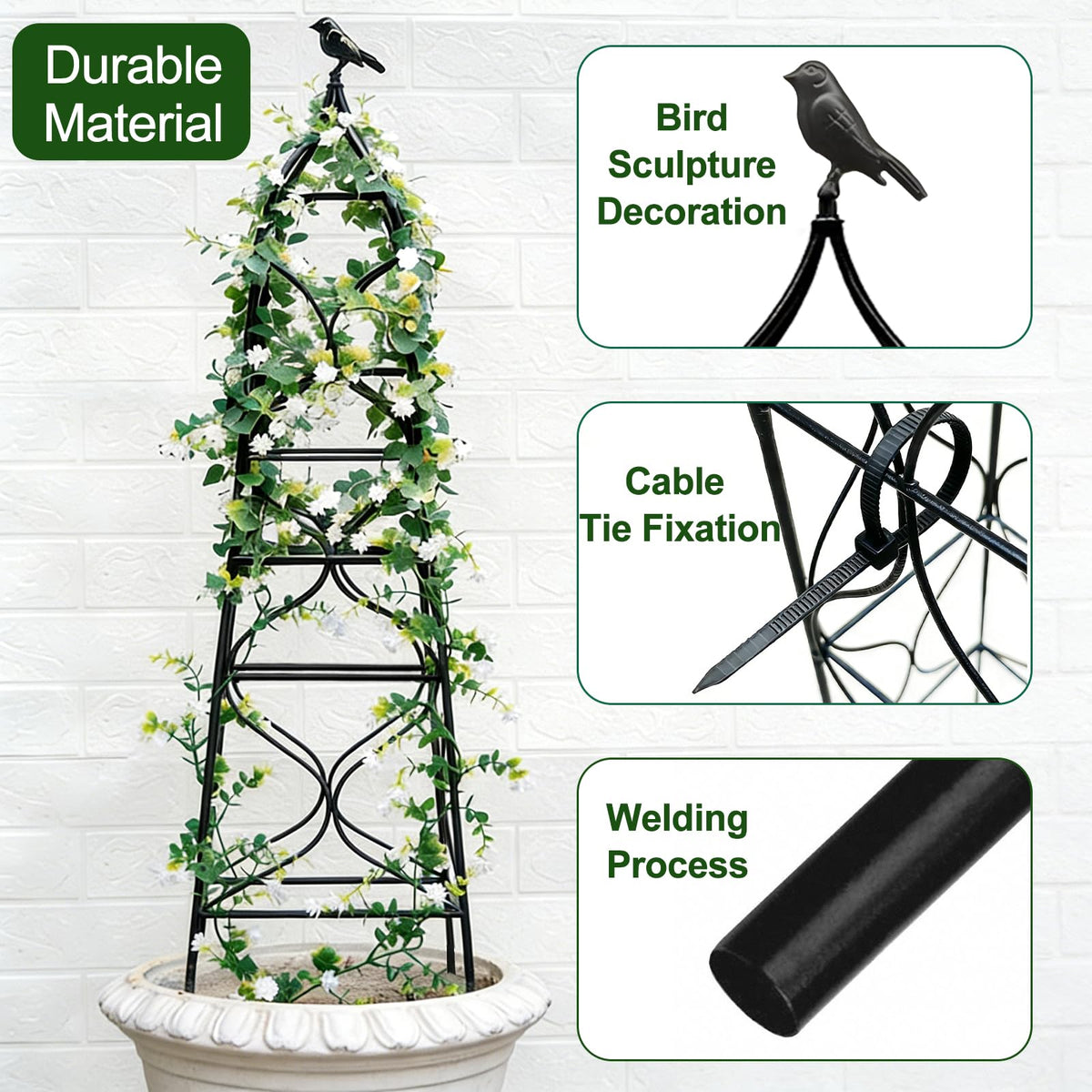 aboxoo metal garden trellis sturdy frame with rust-resistant coating
