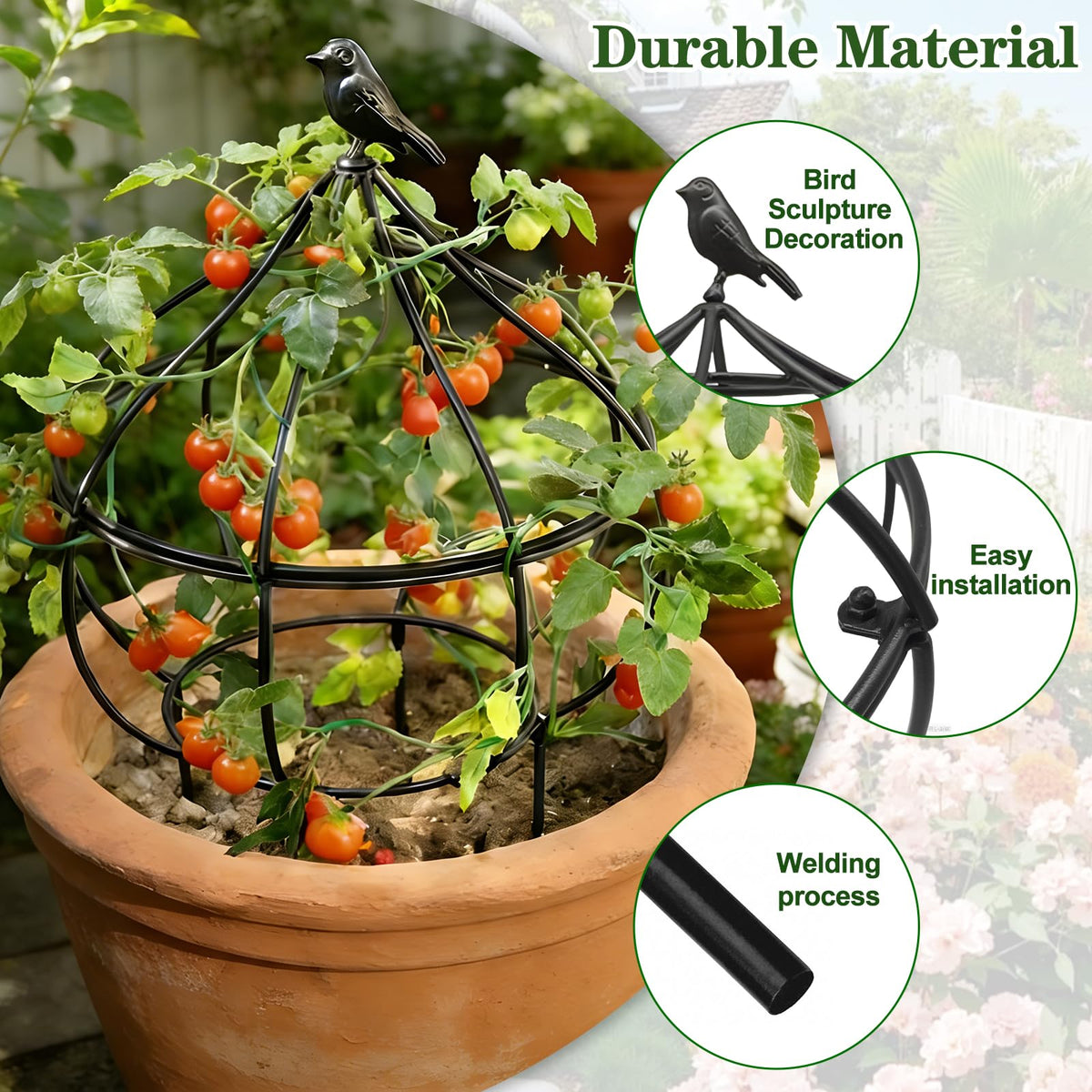 aboxoo metal garden trellis provides sturdy plant support in outdoor spaces.
