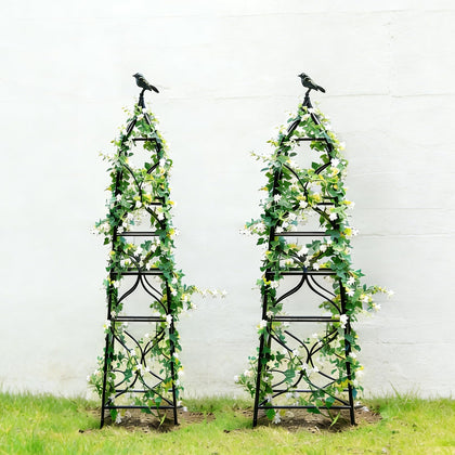 aboxoo obelisk trellis large bird-top supports climbing vines in sunlit borders
