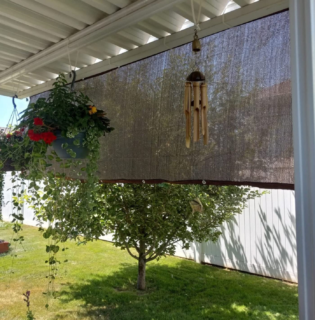 Abrotain weather-resistant shade fabric for patios and decks.