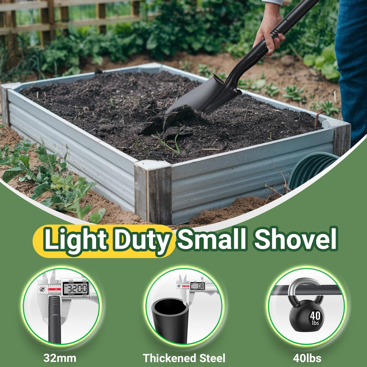 ABtool 43-inch handle enables standing digging and better reach