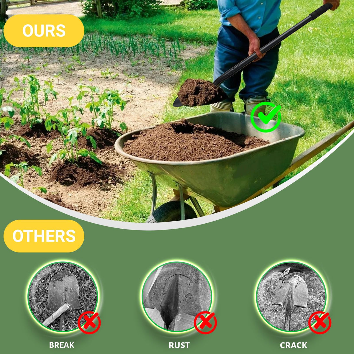 ABtool heavy-duty garden shovel for gardening and camping tasks