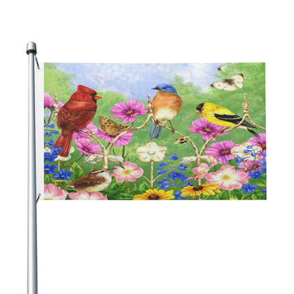 Abucaky rustic flowers birds butterfly flag 3x5 ft enhances outdoor curb appeal.