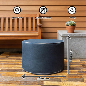 AbunHeri outdoor ottoman used as extra seat or compact side table.