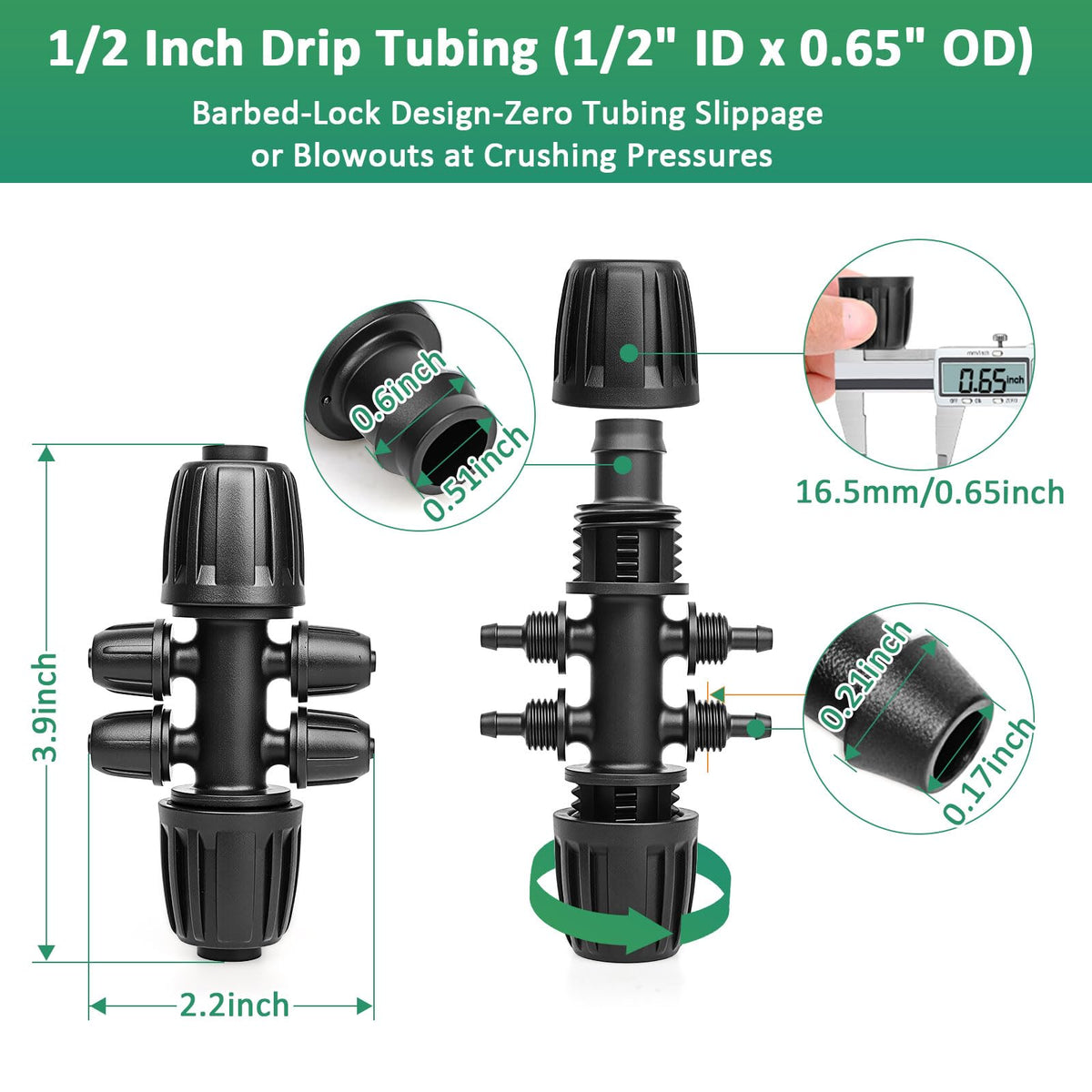 Abuntor push-on barbed fitting with twist lock.