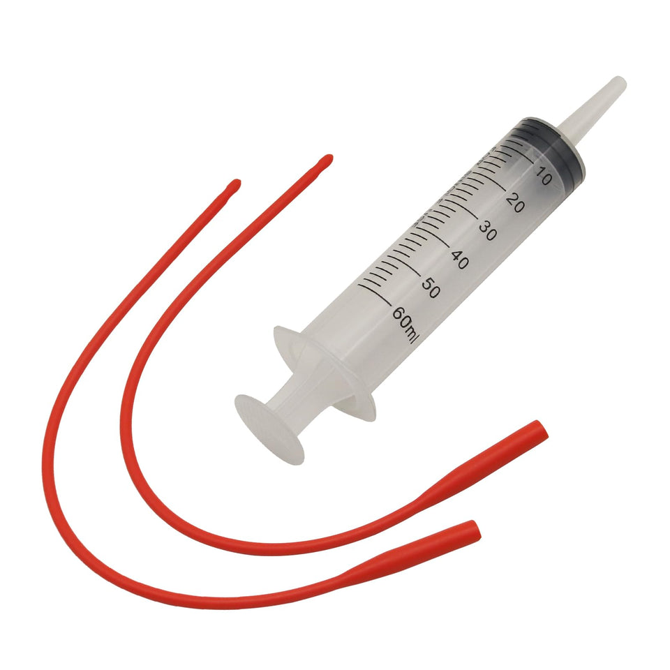 Abustle pig feeding kit with two 16Fr tubes for efficient multi-animal care.