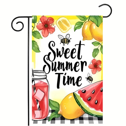 abzdfty Summer Lemon Garden Flag 12x18 double sided visible on porch and fence