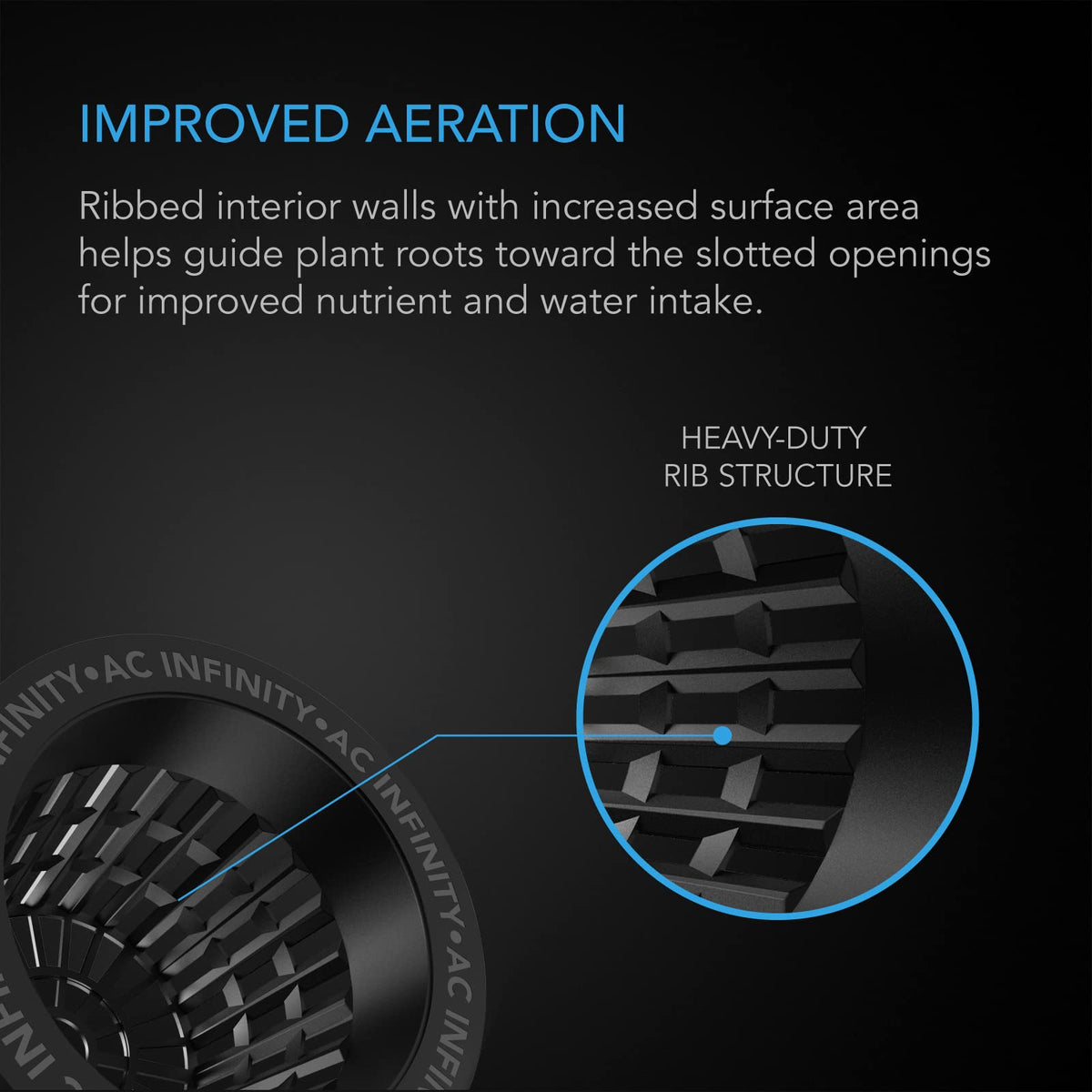 AC Infinity 50-pack black bucket baskets organize plants for indoor or outdoor growing.