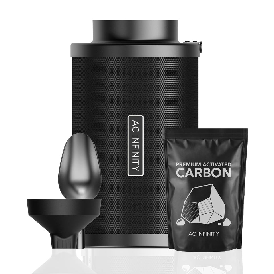 AC Infinity 6 inch refillable carbon filter kit front view for compact odor control.