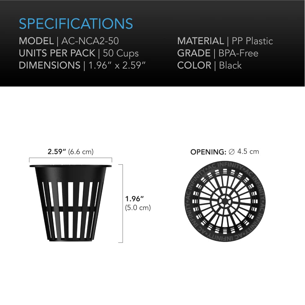 AC Infinity ribbed interior guides roots toward openings for efficient hydroponic uptake.