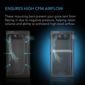AC Infinity bars with clamps in use demonstrate doubled weight capacity.