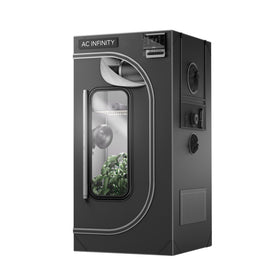 AC Infinity CLOUDLAB 422 front view highlighting roomy 2x2 space and tall windows for climate control.