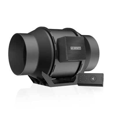 AC Infinity CLOUDLINE A6 front view shows compact 6-inch fan for quiet ventilation.