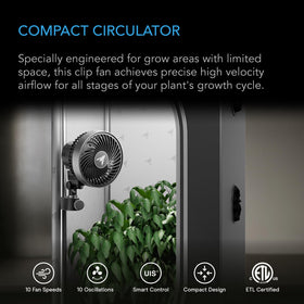 AC Infinity CloudRay S4 demonstrates 10 dynamic wind speeds for precise climate control in tight grow areas.