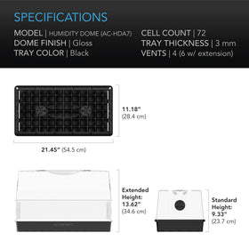AC Infinity dome vented extensions improve airflow during propagation.