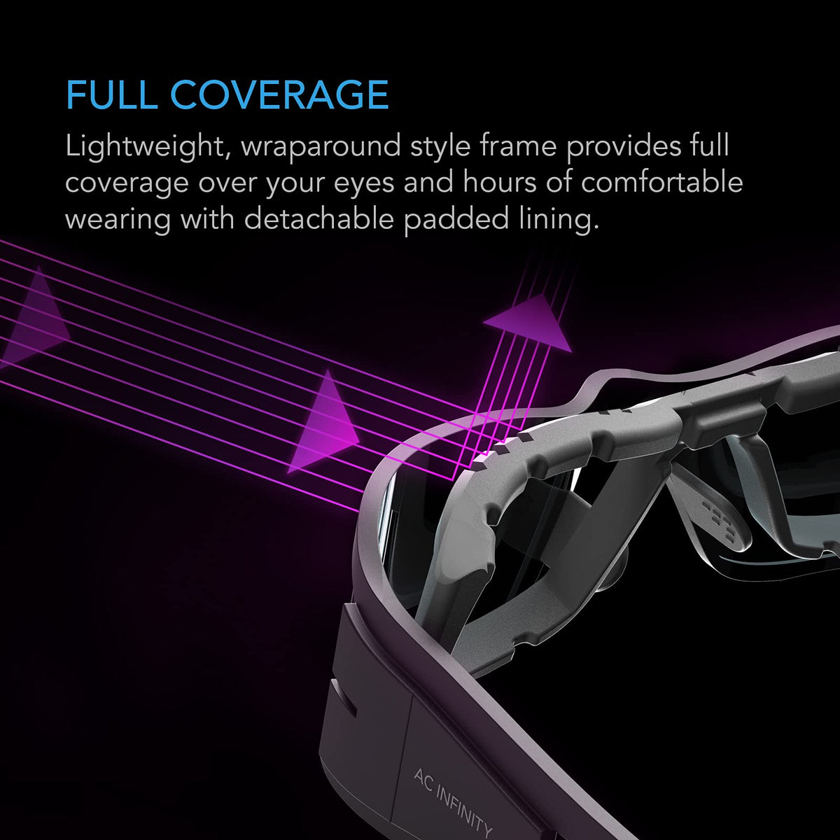 AC Infinity Grow Room Glasses gray lens preserves full-spectrum color accuracy during tasks