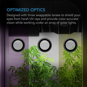 AC Infinity Grow Room Glasses green lens enhances color accuracy under red-blue lighting