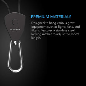 AC Infinity heavy-duty carabiner hooks for quick, secure gear attachment.
