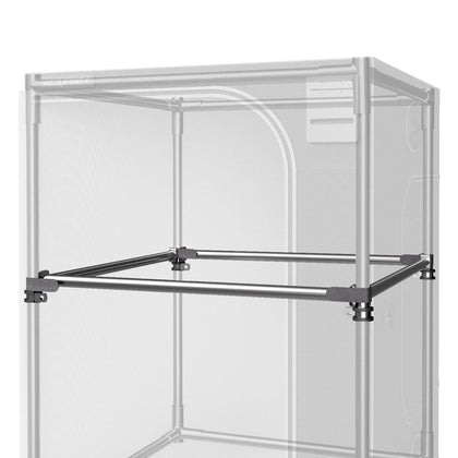 AC Infinity heavy-duty mounting bars on a 5x5 tent frame for added stability.