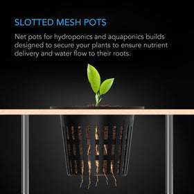 AC Infinity heavy-duty net pots with wide lip rims fit trays and NFT channels.