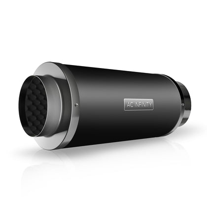 AC Infinity inline duct fan silencer closeup reduces vibrations for quieter airflow