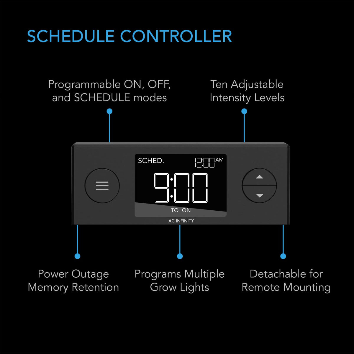 Digital dimming controller allows precise intensity and scheduling.
