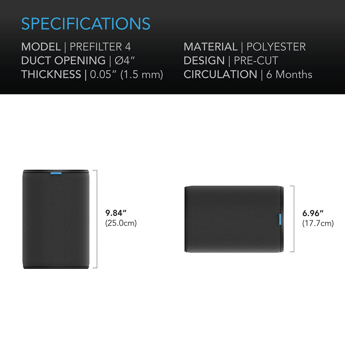 AC Infinity reusable pre-filter cloth reduces maintenance, up to six months between cleanings.