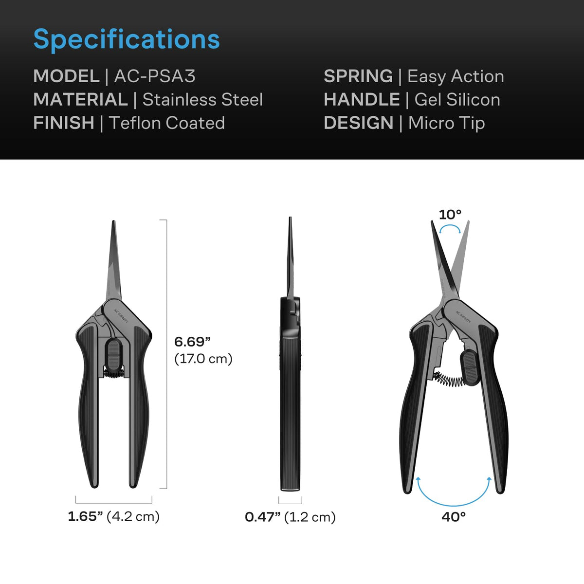 AC Infinity pruning shear safety lock engaged, protecting hands and blades.