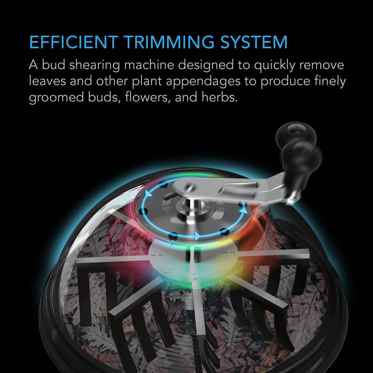 AC Infinity quadruple-edge blades enable efficient wet trimming.