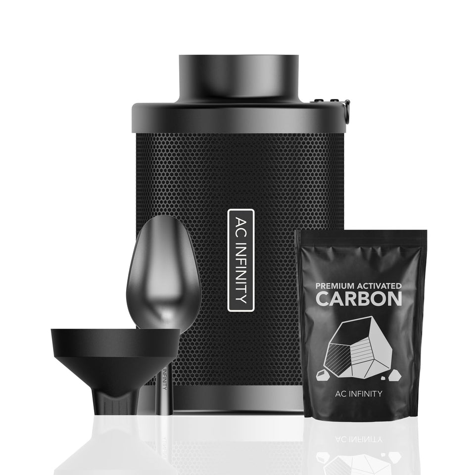 AC Infinity refillable carbon filter 4in for odor control in grow tents