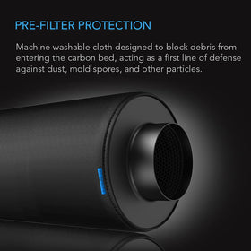 AC Infinity filter sleeve protecting carbon bed close-up