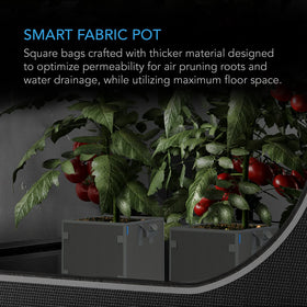 AC Infinity square heavy-duty fabric pots 5-pack stacked for space-saving gardening