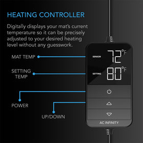 AC Infinity SUNCORE H3 real-time temperature display allows exact heat level adjustments.