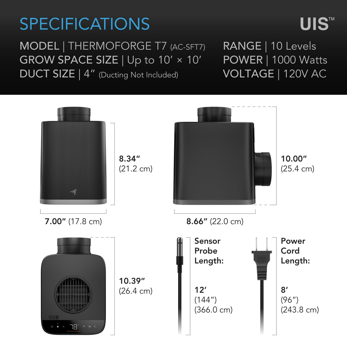 AC Infinity ThermoForge T7 energy-efficient climate heater for greenhouses and rooms.